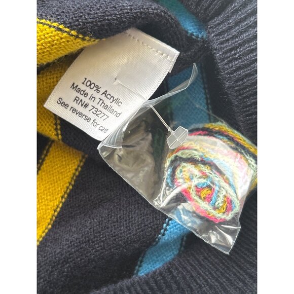 Croft & Barrow Black & Multicolor Striped Pullover V-Neck Sweater Size M - Picture 4 of 7